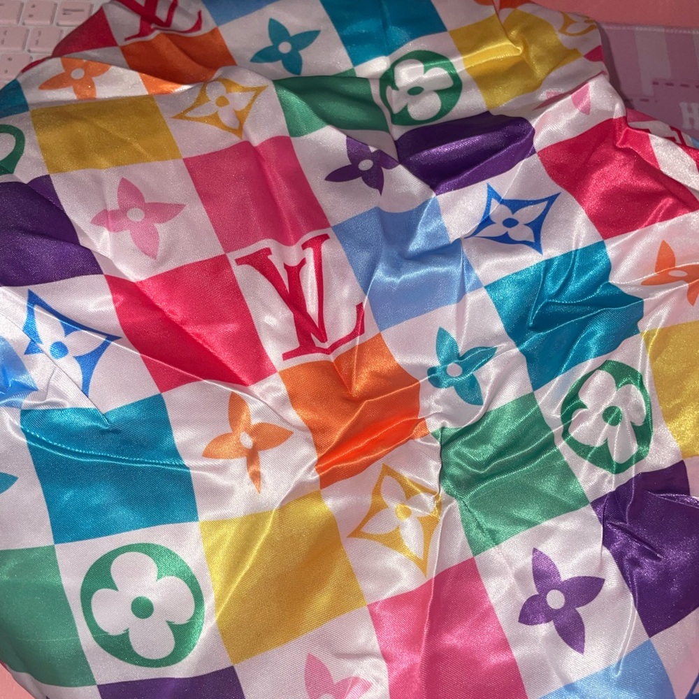 Colorful Checkered Silk Bonnet